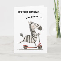 Birthday Zebra Scooter Freie Spirit Card