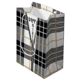 Birthday Zipper auf Tartan Kariert Mittlere Geschenktüte