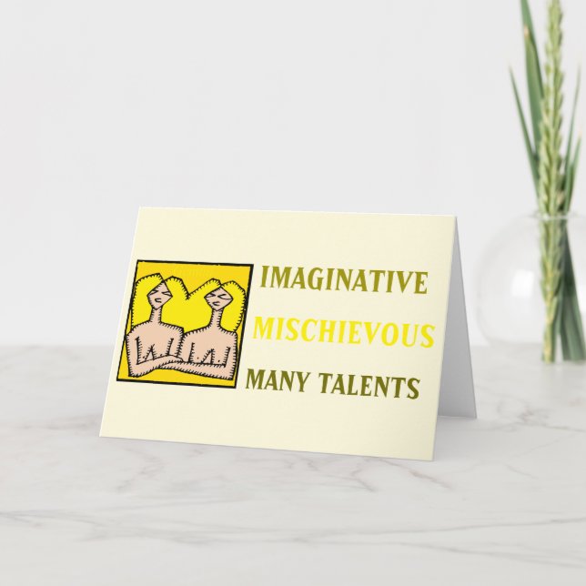 Birthday Zodiac Sign Persönlichkeit Gemini Karte (Vorderseite)