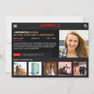 Birthdayflix-Party Einladung