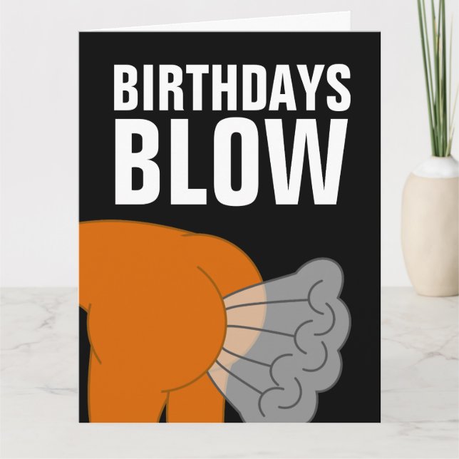 BIRTHDAYS BLOW FUNNY FURZ GEBURTSTAGSKARTEN KARTE (Vorderseite)