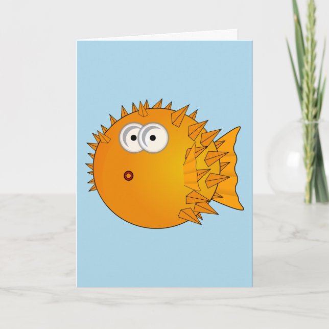 BIRTHDAYS BLOW, PUFFER FISH FUNNY CARD KARTE (Vorderseite)