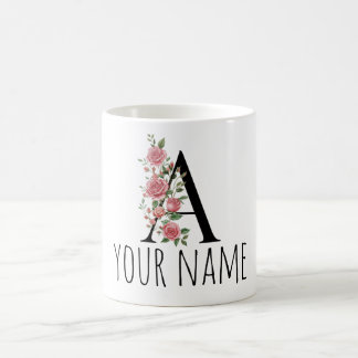 BirthFlower Monogram Letter Name Mug Kaffeetasse