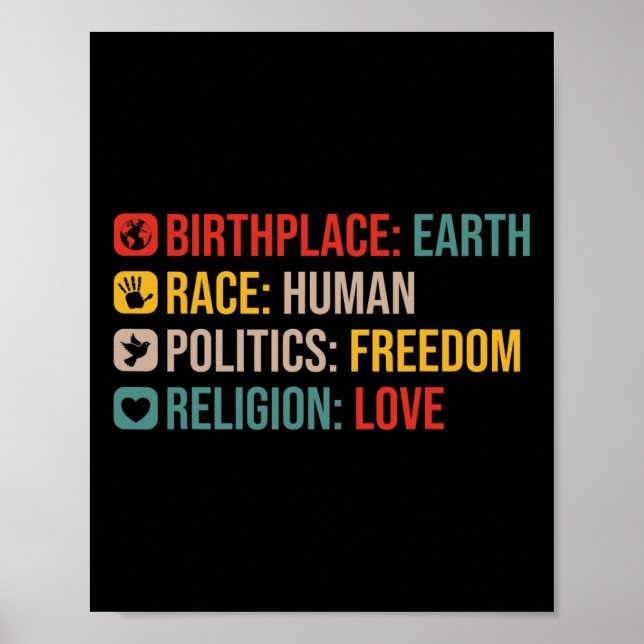 Birthplace Earth Race Human Politics Freedom Posit Poster (Vorne)