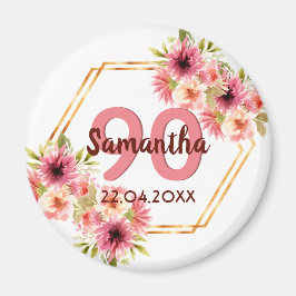 Birthsay Party Rosa Goldfloralen geometrisch weiß Magnet