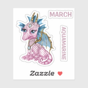 Birthstone Baby Dragon März Aquamarine Aufkleber