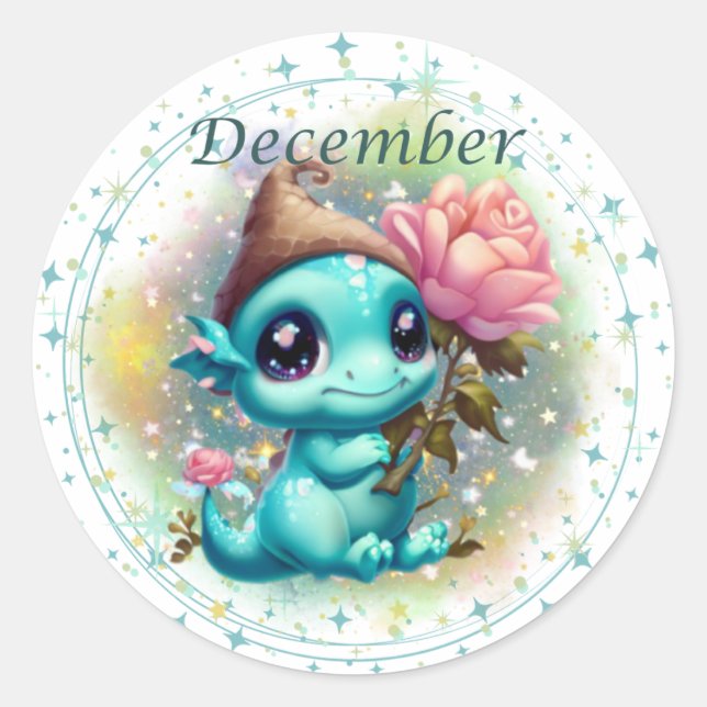 Birthstone Dezember Türkise Dragon Sticker (Vorderseite)