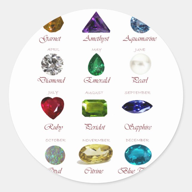 Birthstone-Diagramm Runder Aufkleber (Vorderseite)