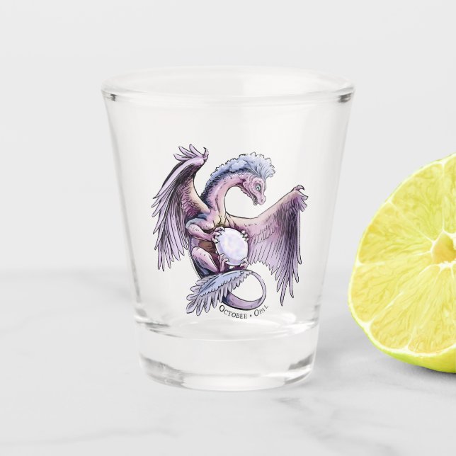 Birthstone-Drache vom Oktober: Opal Schnapsglas (Vorderseite)