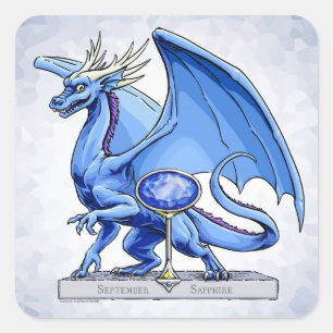 Birthstone-Drache vom September: Saphire Quadratischer Aufkleber