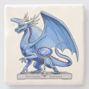 Birthstone-Drache vom September: Saphire Steinuntersetzer