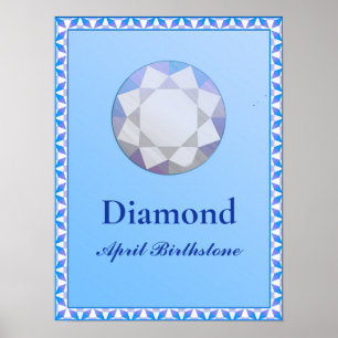 Birthstone Illustration für April - Diamond Poster