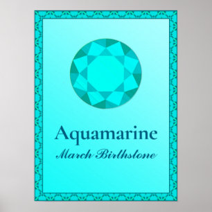 Birthstone Illustration für den März- Aquamarine P Poster