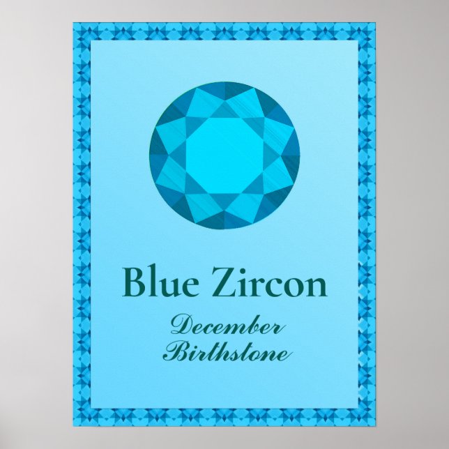 Birthstone Illustration für Dezember - Blue Zircon Poster (Vorne)