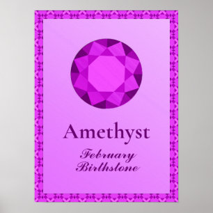 Birthstone Illustration für Februar - Amethyst Poster