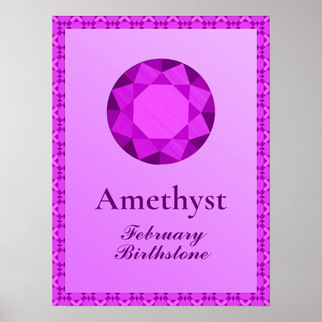 Birthstone Illustration für Februar - Amethyst Poster (Vorne)