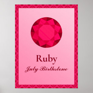 Birthstone Illustration für Juli - Ruby Poster