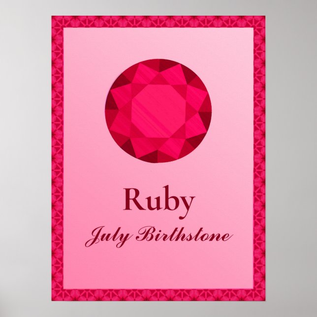 Birthstone Illustration für Juli - Ruby Poster (Vorne)