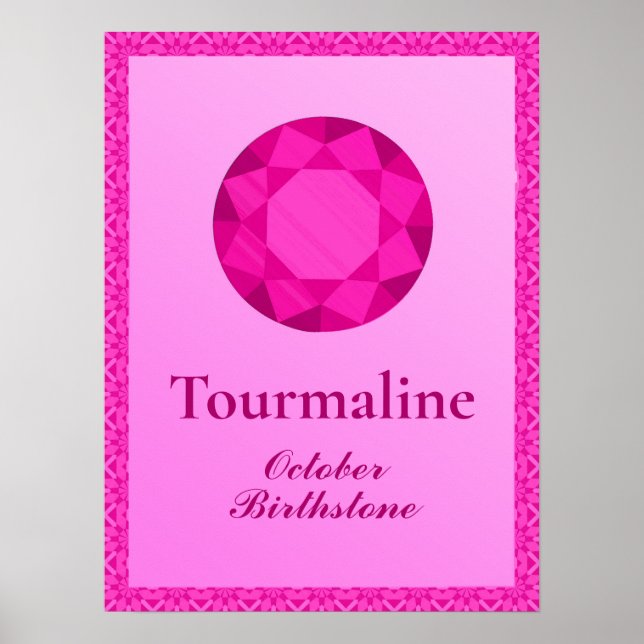 Birthstone Illustration für Oktober - Tourmaline Poster (Vorne)