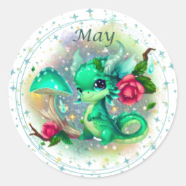 Birthstone May Emerald Dragon Sticker