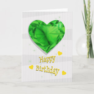 Birthstone May Green Emerald Heart Birthday Karte