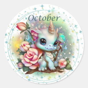 Birthstone October Opal Dragon Sticker