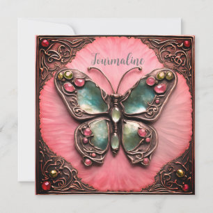 Birthstone Tourmaline Butterfly Metal Art Karte