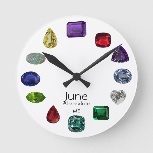 Birthstone Uhr, Juni Runde Wanduhr (Vorderseite)