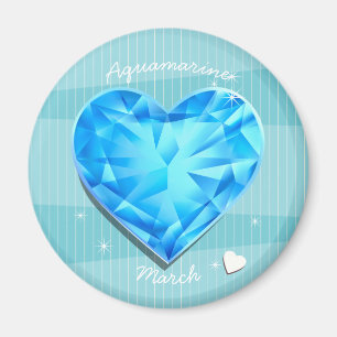Birthstones März Aquamarine blaues Herz Magnet
