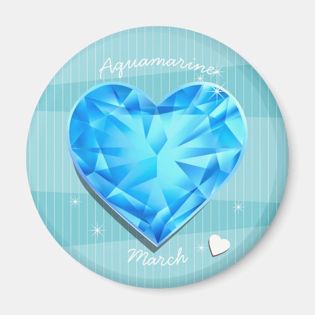 Birthstones März Aquamarine blaues Herz Magnet (Vorne)