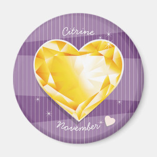 Birthstones November Citrine Golden yellow Heart Magnet