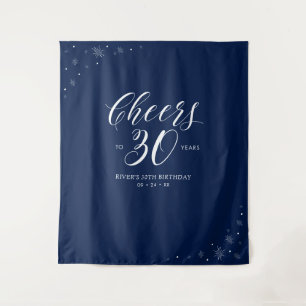 Bis 30 Jahre   Marine & White 30. Geburtstag Wandteppich