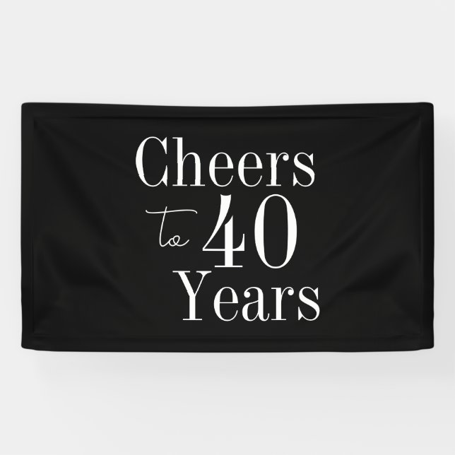 Bis 40 Jahre Schwarz-weiß 40. Geburtstag Banner (Horizontal)