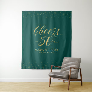 Bis 50 Jahre 50 Jahre Gold & Green Wandteppich