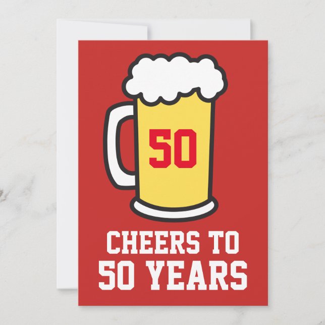 Bis 50 Jahre Bier 50. Party Einladung (Vorderseite)