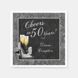 Bis 50 Jahre Silber und Schwarz Serviette