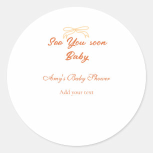 bis bald baby orange roter Bogen baby shower name Runder Aufkleber
