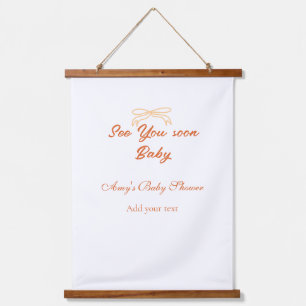 bis bald baby orange roter Bogen baby shower name Wandteppich Mit Holzrahmen