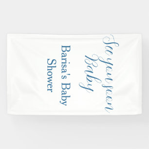 bis bald baby shower blau name datum einfach banner