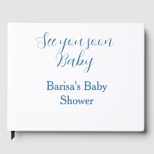 bis bald baby shower blau name datum einfach gästebuch