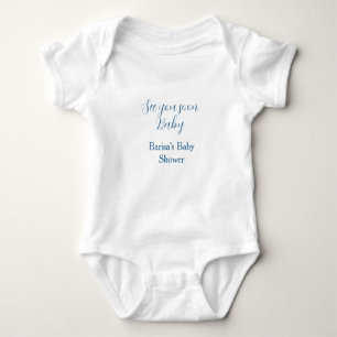 bis bald baby shower blau name datum einfach strampler