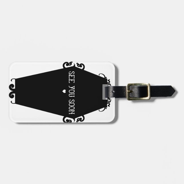 Bis bald Memento Mori Sarg-Entwurf Gepäckanhänger (Vorderseite horizontal)