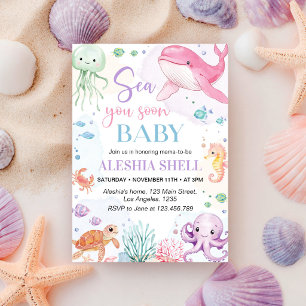 Bis Bald Süße Ozeantiere Baby Shower Einladung