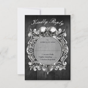 Bis dass der Tod Gothic Black Rustic Holz Hochzeit RSVP Karte