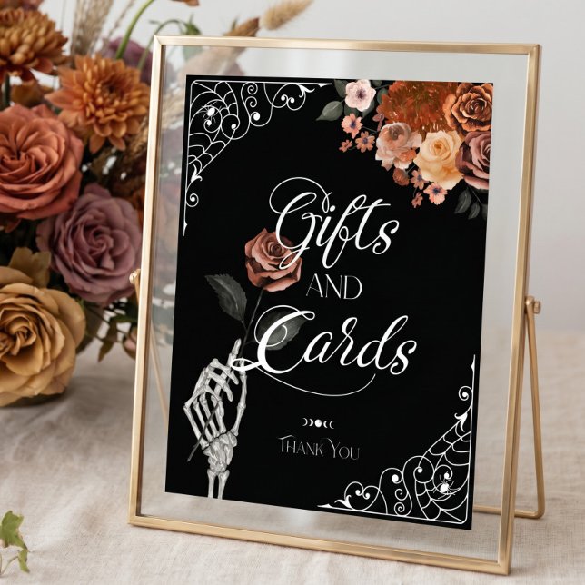 Bis dass der Tod Herbst-Blumen-Gotik-Geschenke- un Poster (Til Death Watercolor Skeleton Rose Gifts & Cards Poster)
