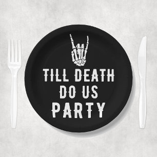 Bis dass der Tod uns Party feiert Schwarze Skelett Pappteller