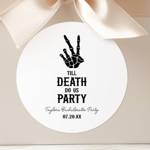Bis dass der Tod uns Party-Skelett-Junggesellinnen Runder Aufkleber