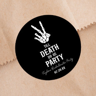 Bis dass der Tod uns Party-Skelett-Junggesellinnen Runder Aufkleber