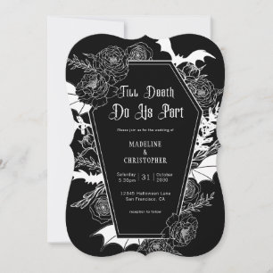Bis dass der Tod uns scheidet Gothic Floral Schwar Einladung