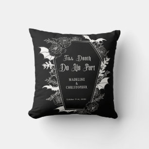 Bis dass der Tod uns scheidet Gothic Floral Schwar Kissen